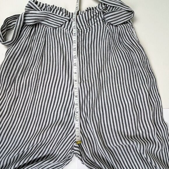 Elan Wide Leg Flowy Pinstripe Pants Wide Leg Paperbag High Tie Waist Grey Whit M - Picture 10 of 12